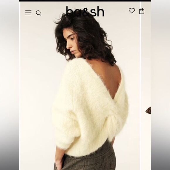 Ba&sh Fill Twisted Alpaca Wool Cream Sweater Backless Crew Scoop Size XS - Picture 4 of 14